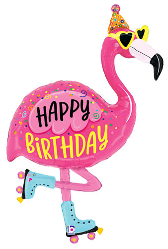 Skating Flamingo Balloon 42"