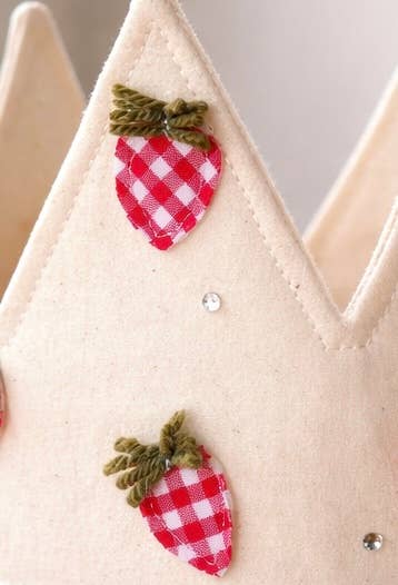 Handmade Strawberry Cotton Crown for Kids