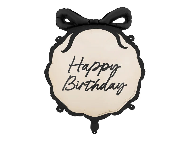 Cream Happy Birthday bow foil balloon