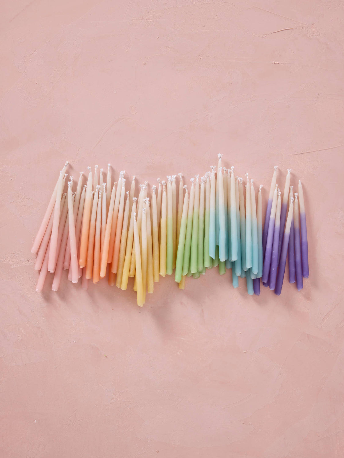 Hand-dipped 100% Beeswax Birthday Candles | Rainbow Ombré: Assorted Ombre