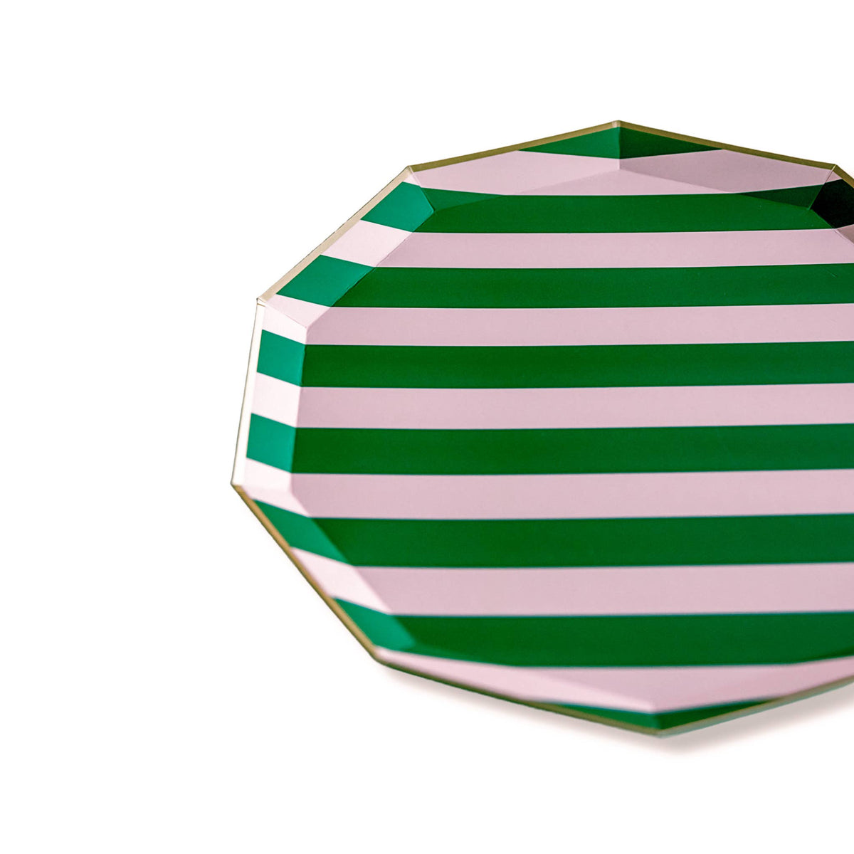 Pink & Green Cabana Stripe Large Plates