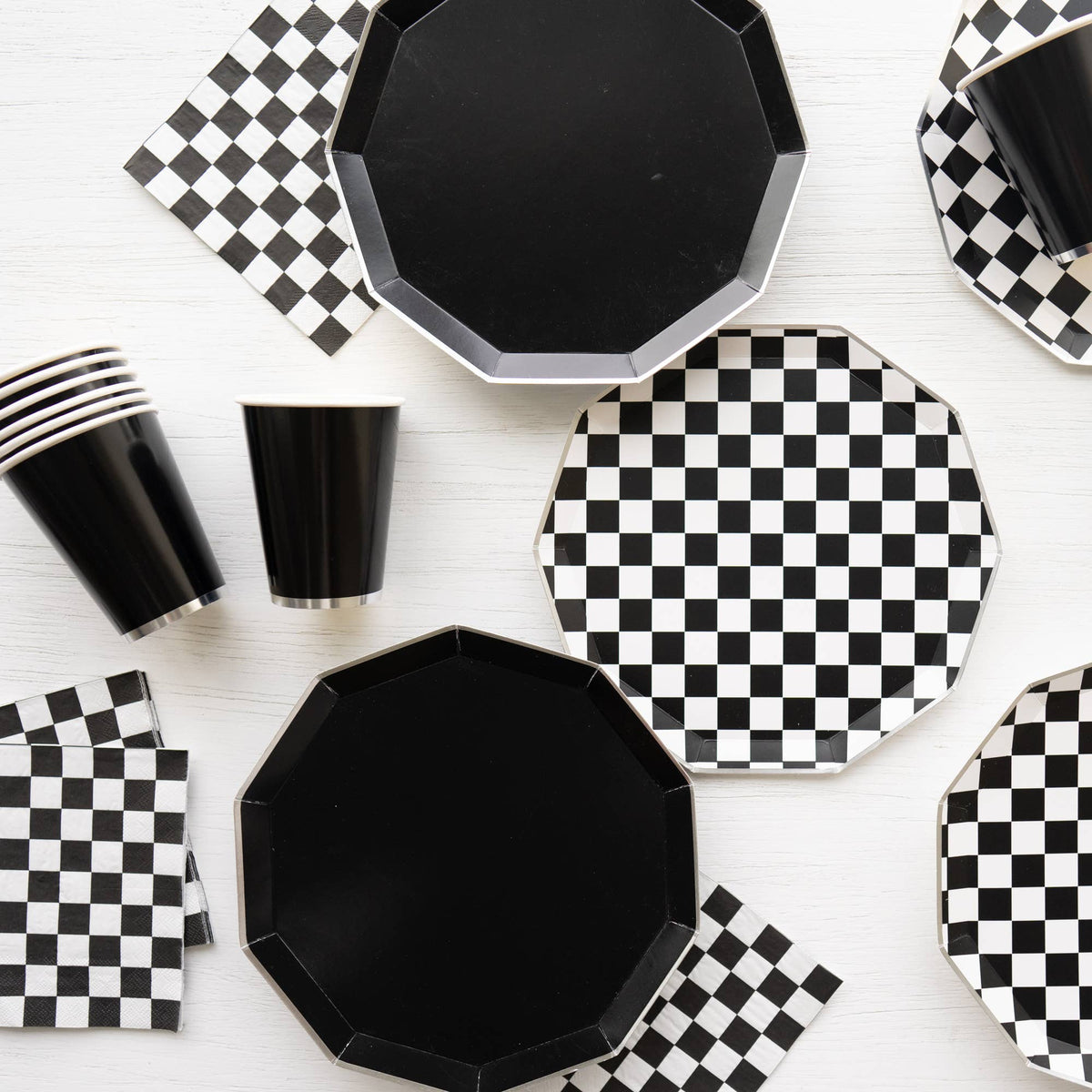 Black Matte Dinner Plates with Silver Foil
