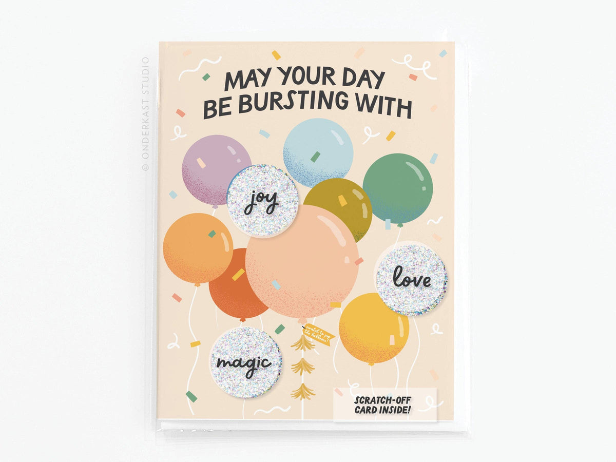 Bursting Balloons Scratch-Off Greeting Card
