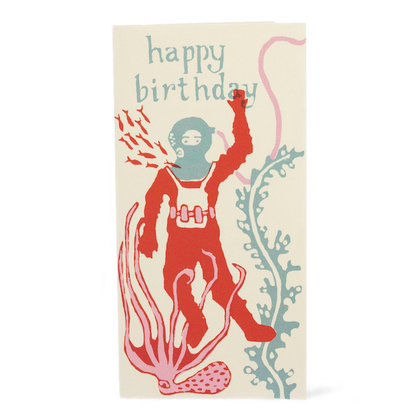 Long Card Happy Birthday Deep Sea Diver
