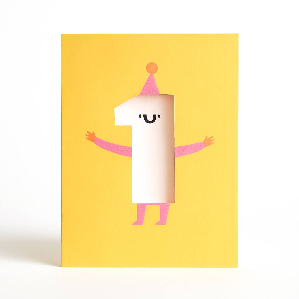 Age 1 - Die Cut - Cute Character - Fun Happy Birthday - One