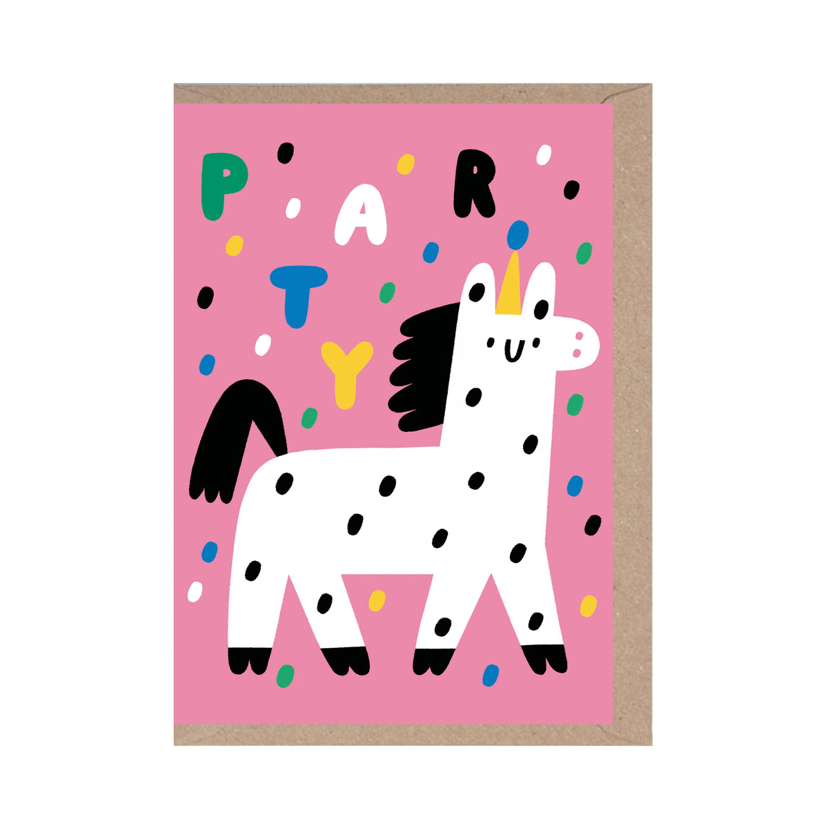 Party Animal- Birthday Card- Lama-Pink- Confetti- celebrate