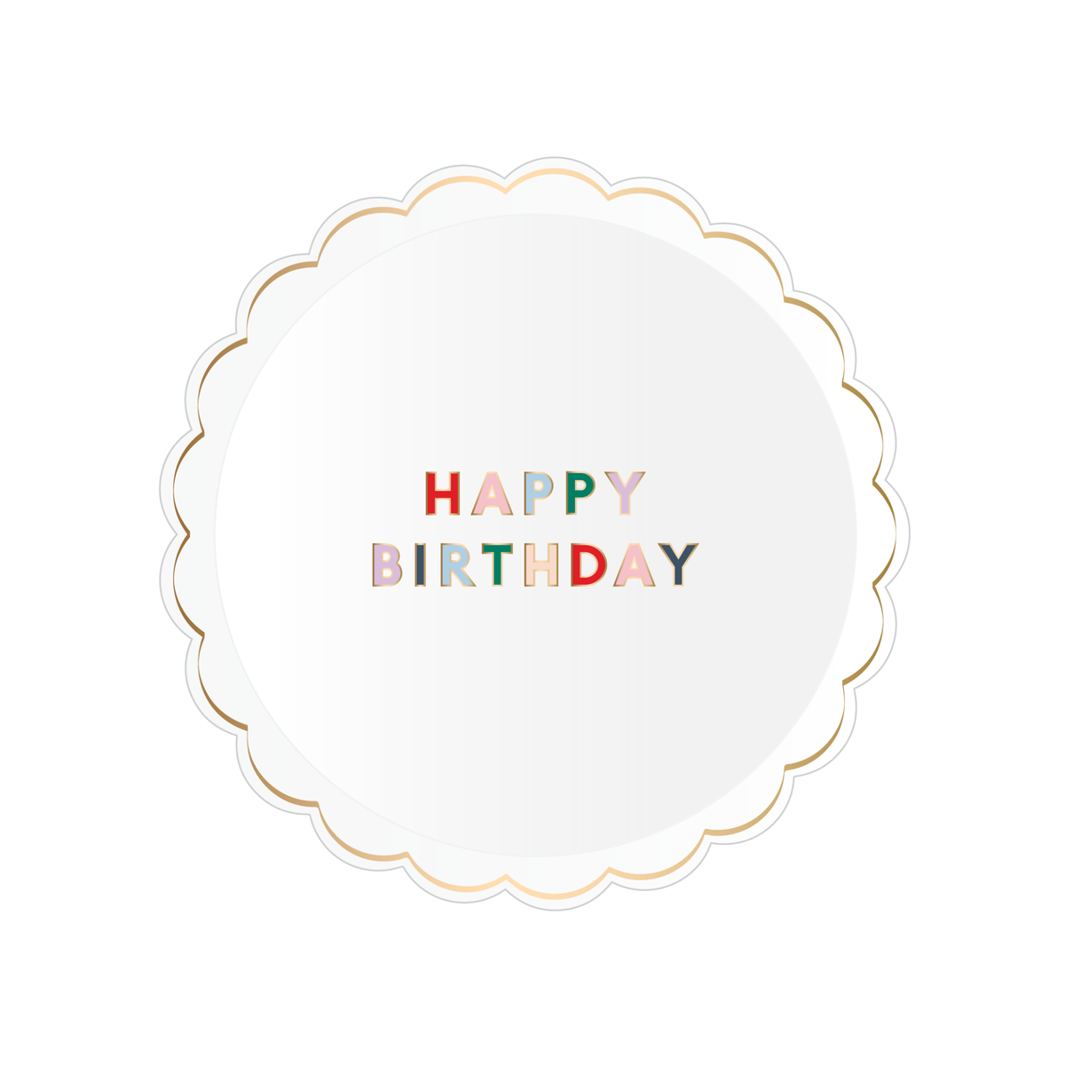 White Happy Birthday Scalloped Plates