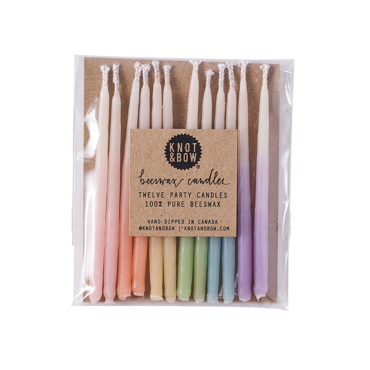 Hand-dipped 100% Beeswax Birthday Candles | Rainbow Ombré: Assorted Ombre