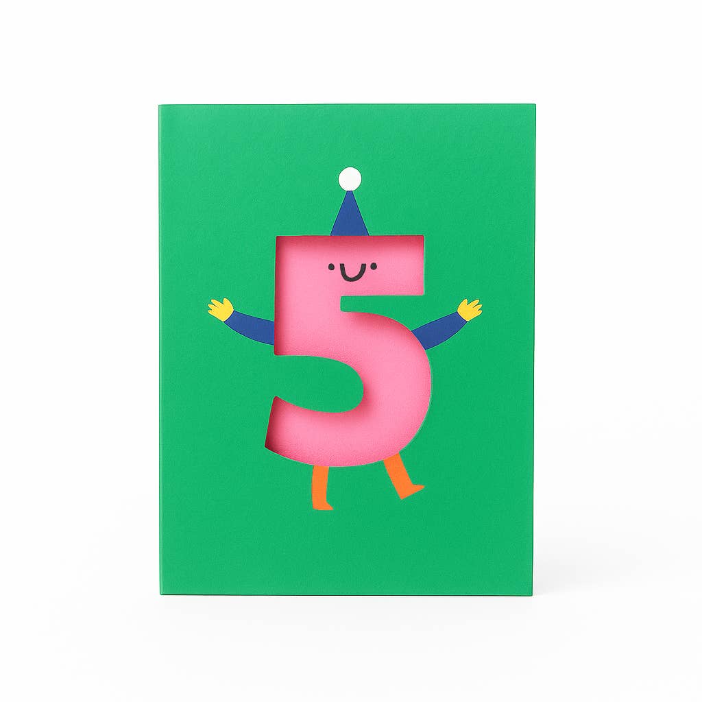 Age  5 - Die Cut - Cute Character  Fun Happy Birthday - Five