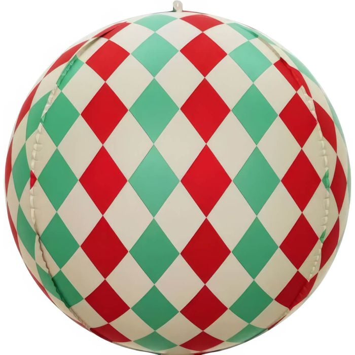 Orb 16" Red and Green Argyle Balloon