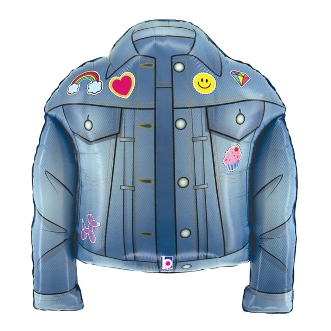 Birthday denim patches jacket foil balloon