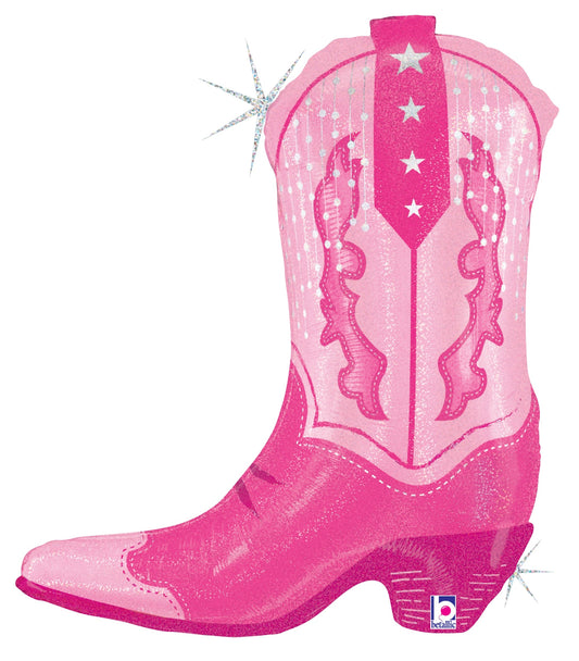 Pink Cowboy Boot Balloon (29")