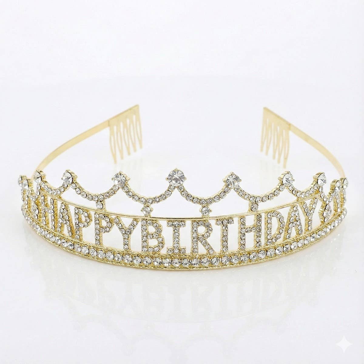 Happy Birthday Rhinestone Tiara (Silver)