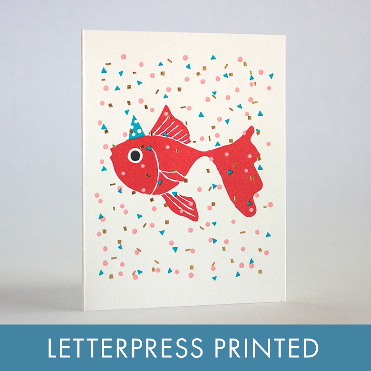 Goldfish Party Letterpress Greeting Card: Paper tab