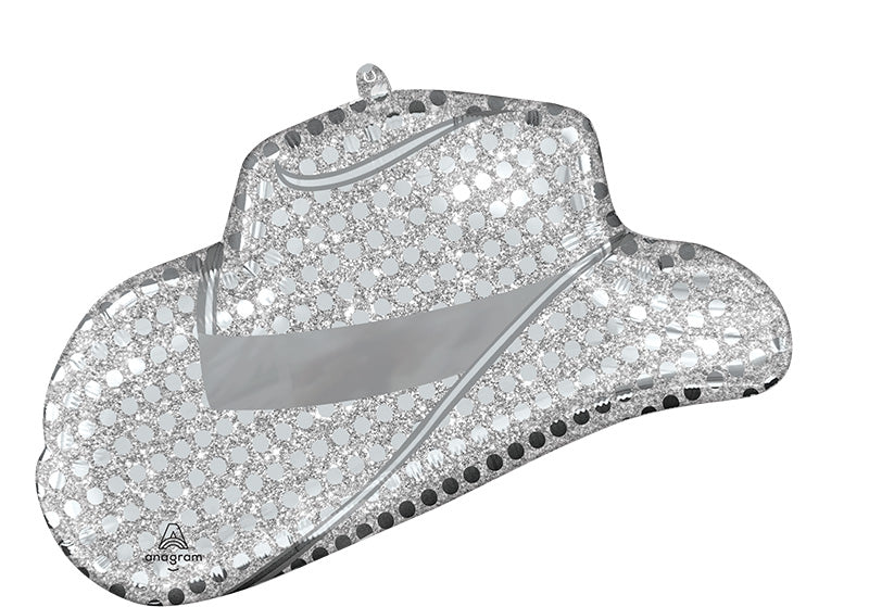 Silver Cowboy Hat Balloon (33")