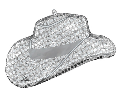 Silver Cowboy Hat Balloon (33")