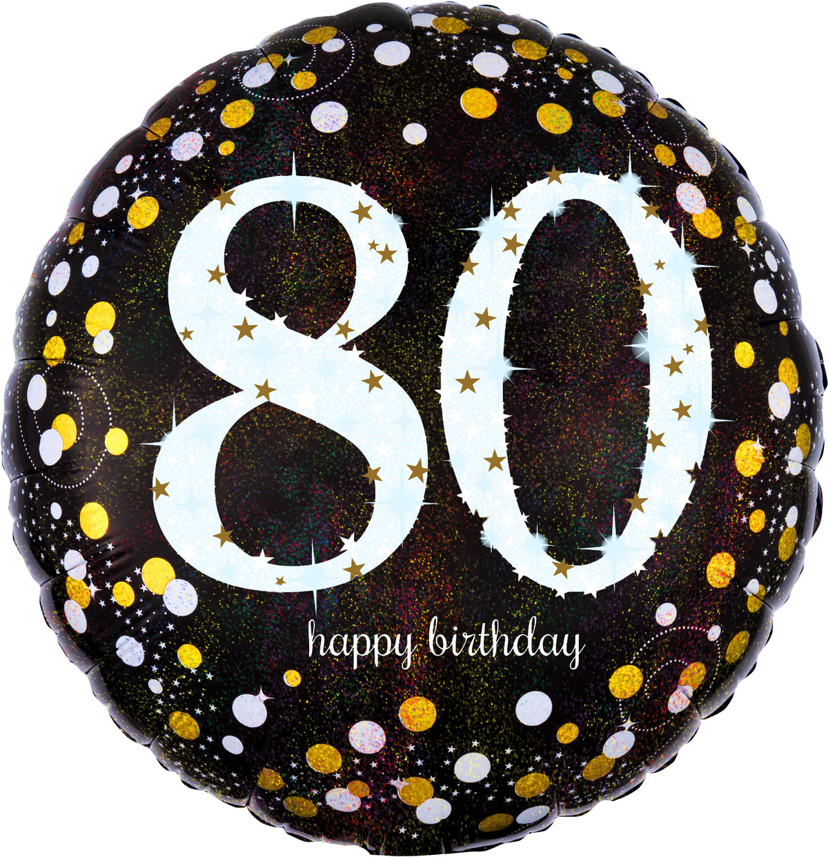 Holographic sparkling 80 number birthday balloon