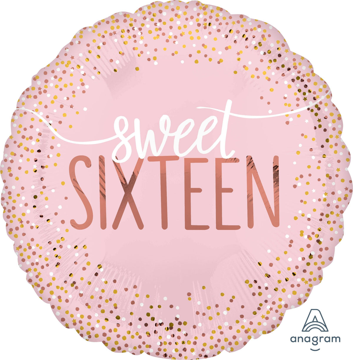 Sixteen blush number milestone foil balloon