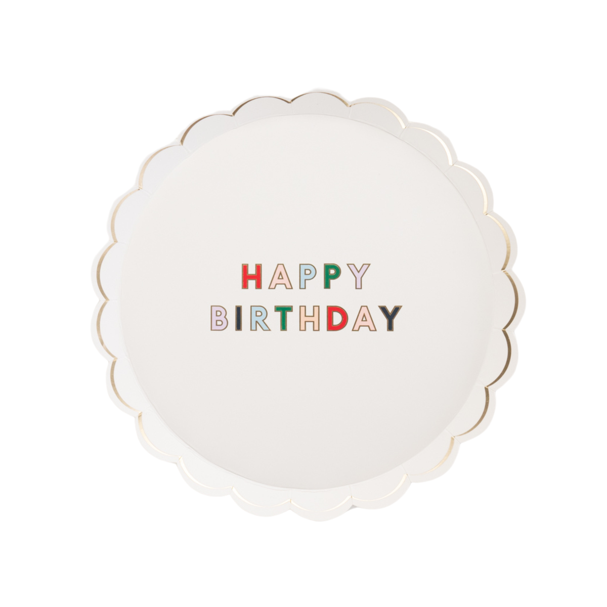 White Happy Birthday Scalloped Plates