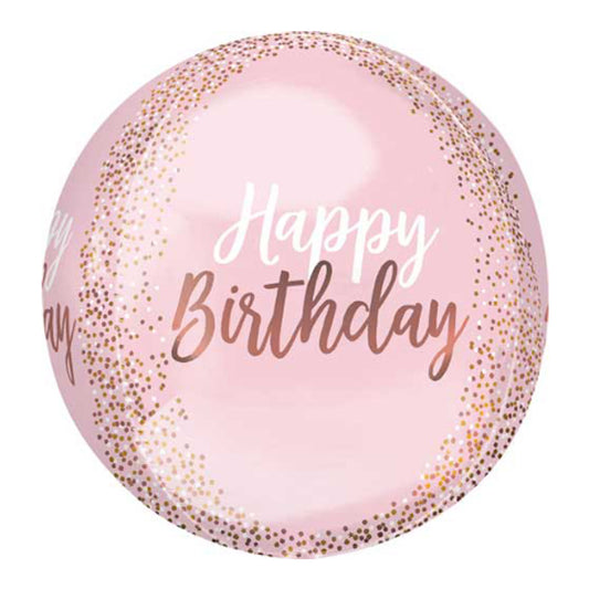 Rose Gold Happy Birthday Orbz (16")