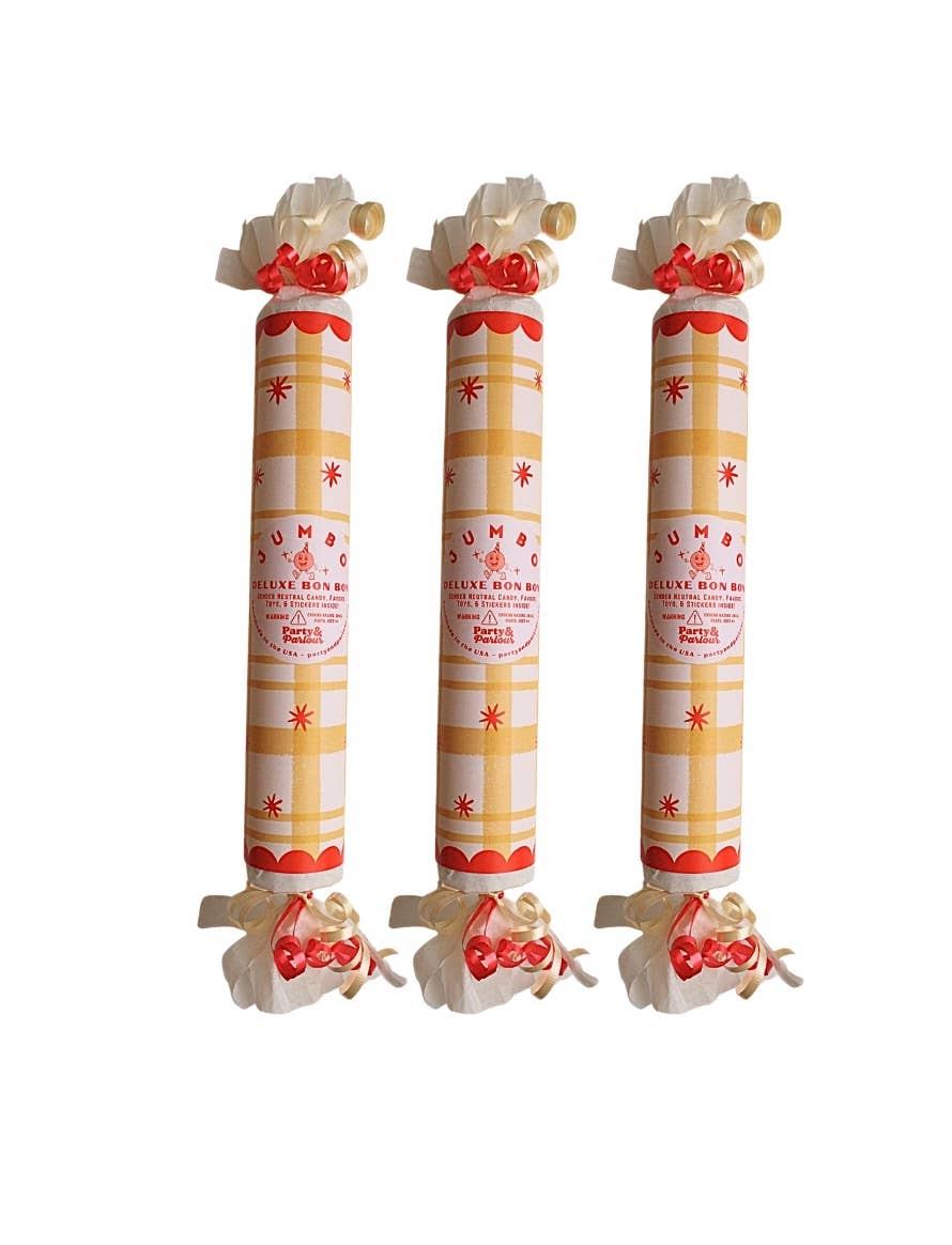 Handmade Plaid Jumbo Surprise Bon Bon Party Favor — Yellow Plaid