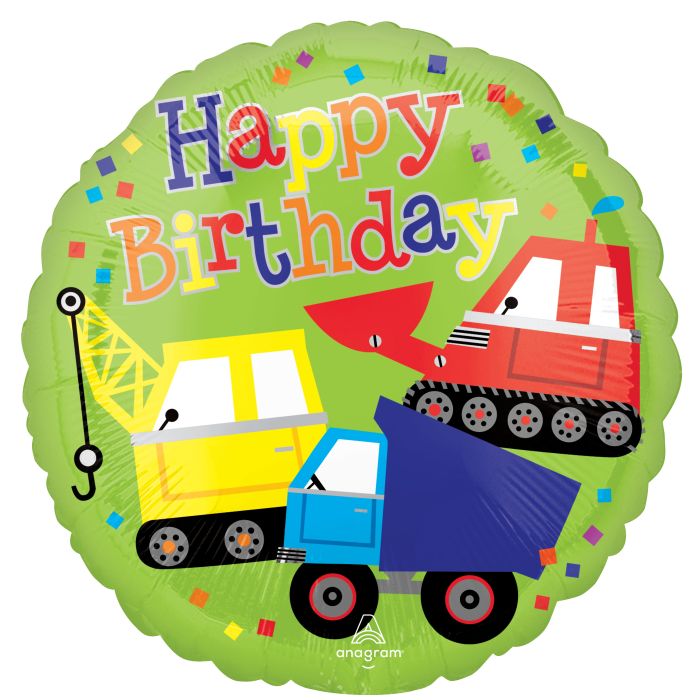 Standard Happy Birthday Trucks Balloon front