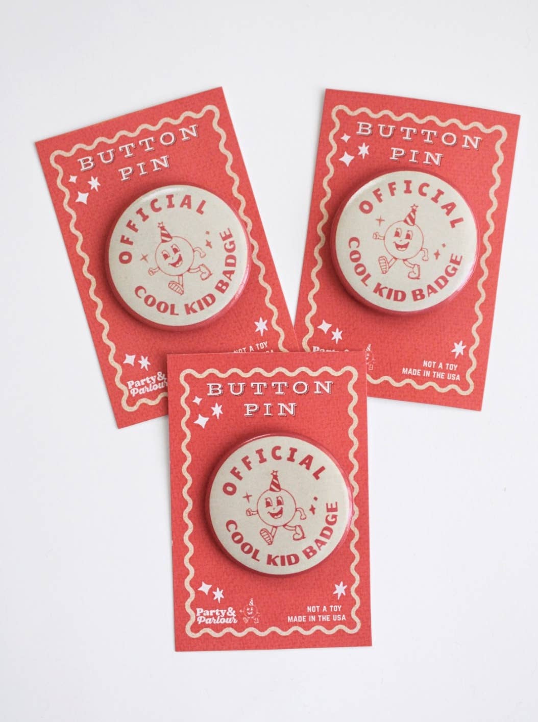 Official Cool Kid Vintage Style Button Pin Badge Accessory
