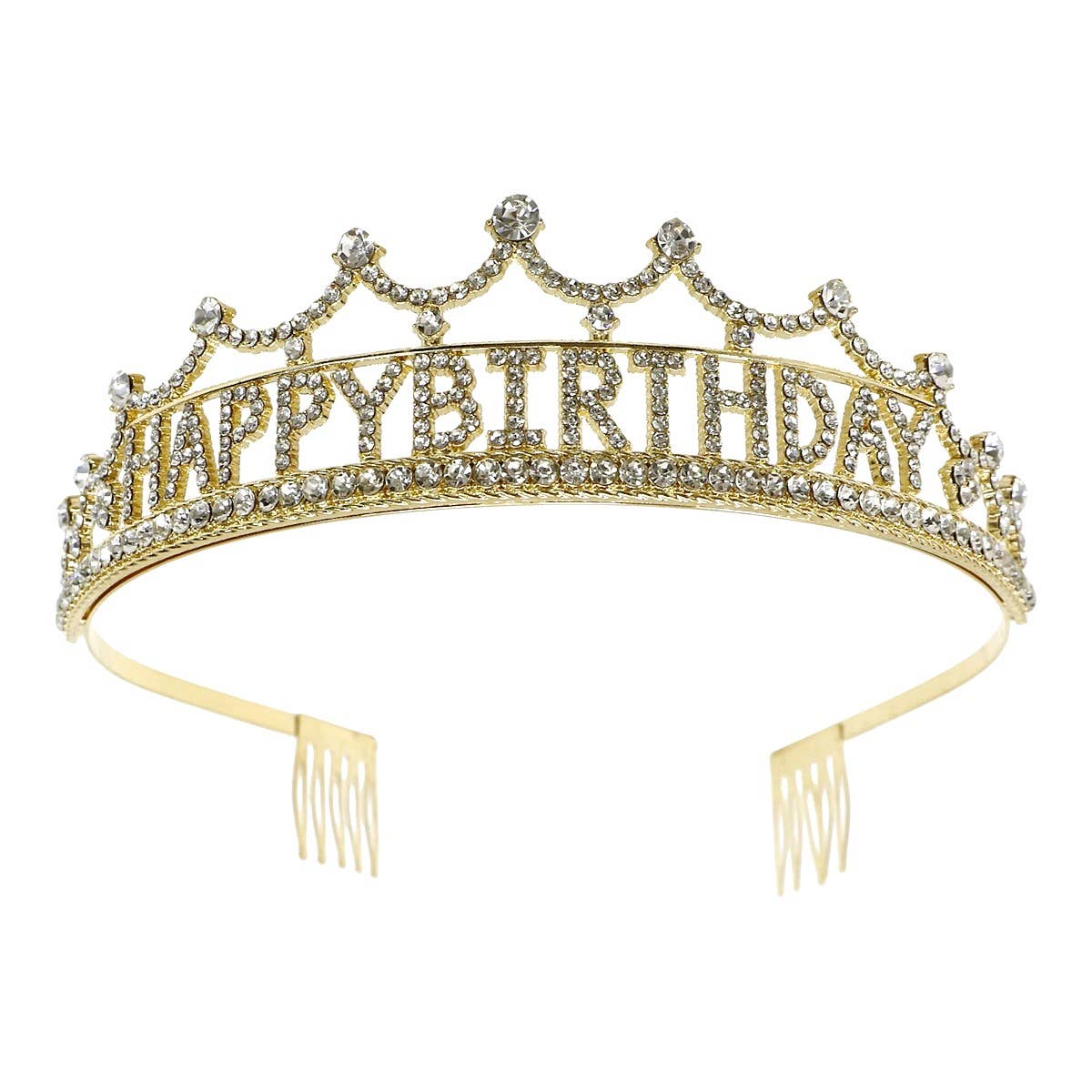 Happy Birthday Rhinestone Tiara (Gold)