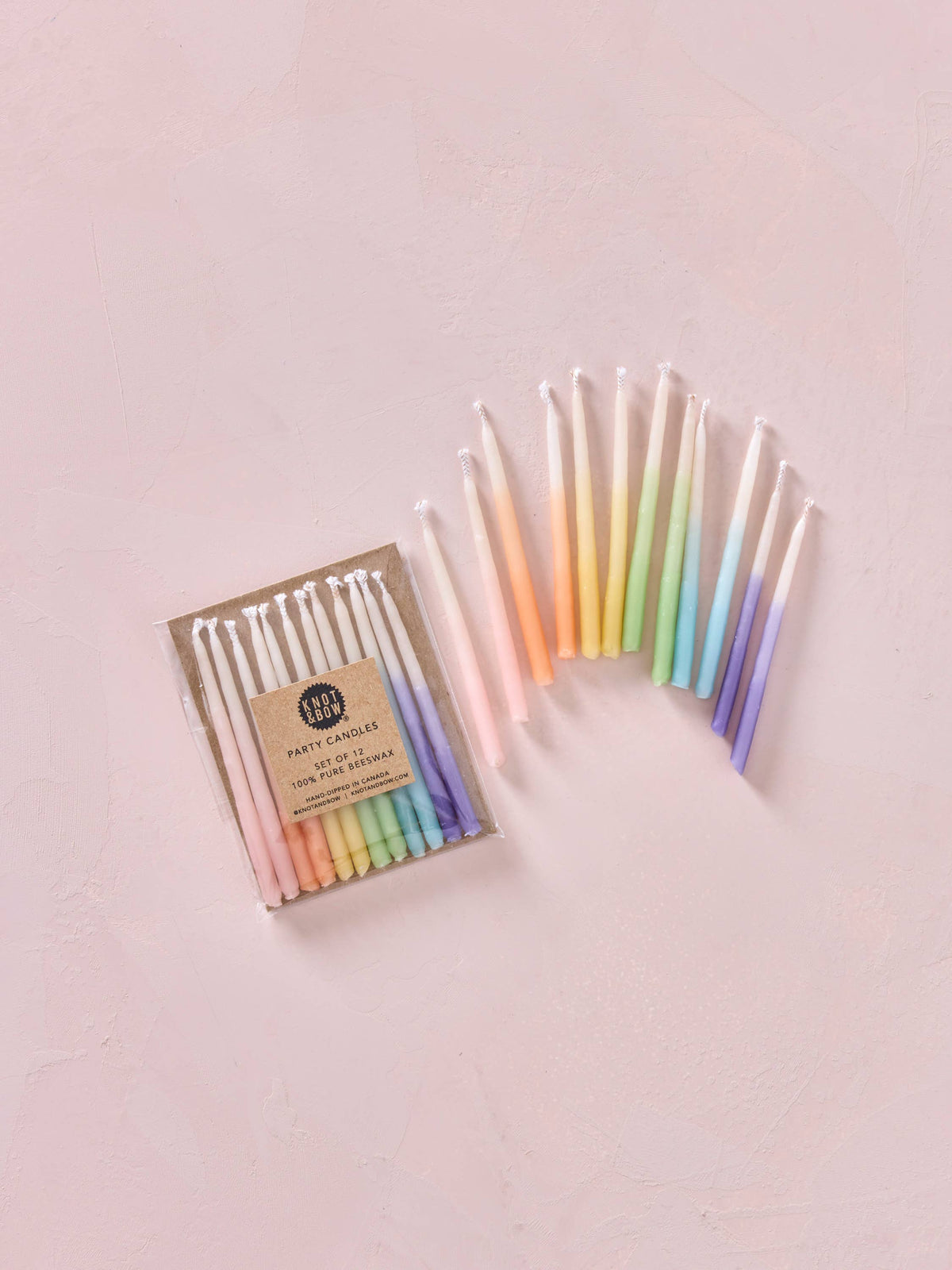 Hand-dipped 100% Beeswax Birthday Candles | Rainbow Ombré: Assorted Ombre