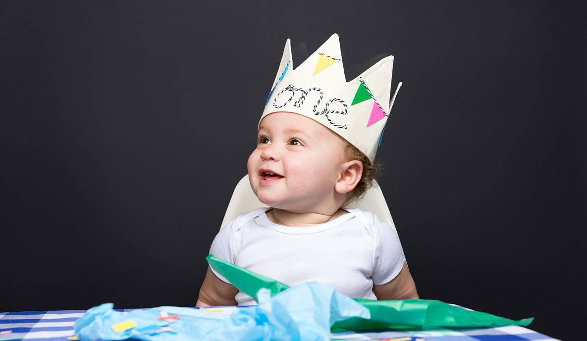 Handmade First Birthday Crown – Adjustable Unbleached Cotton