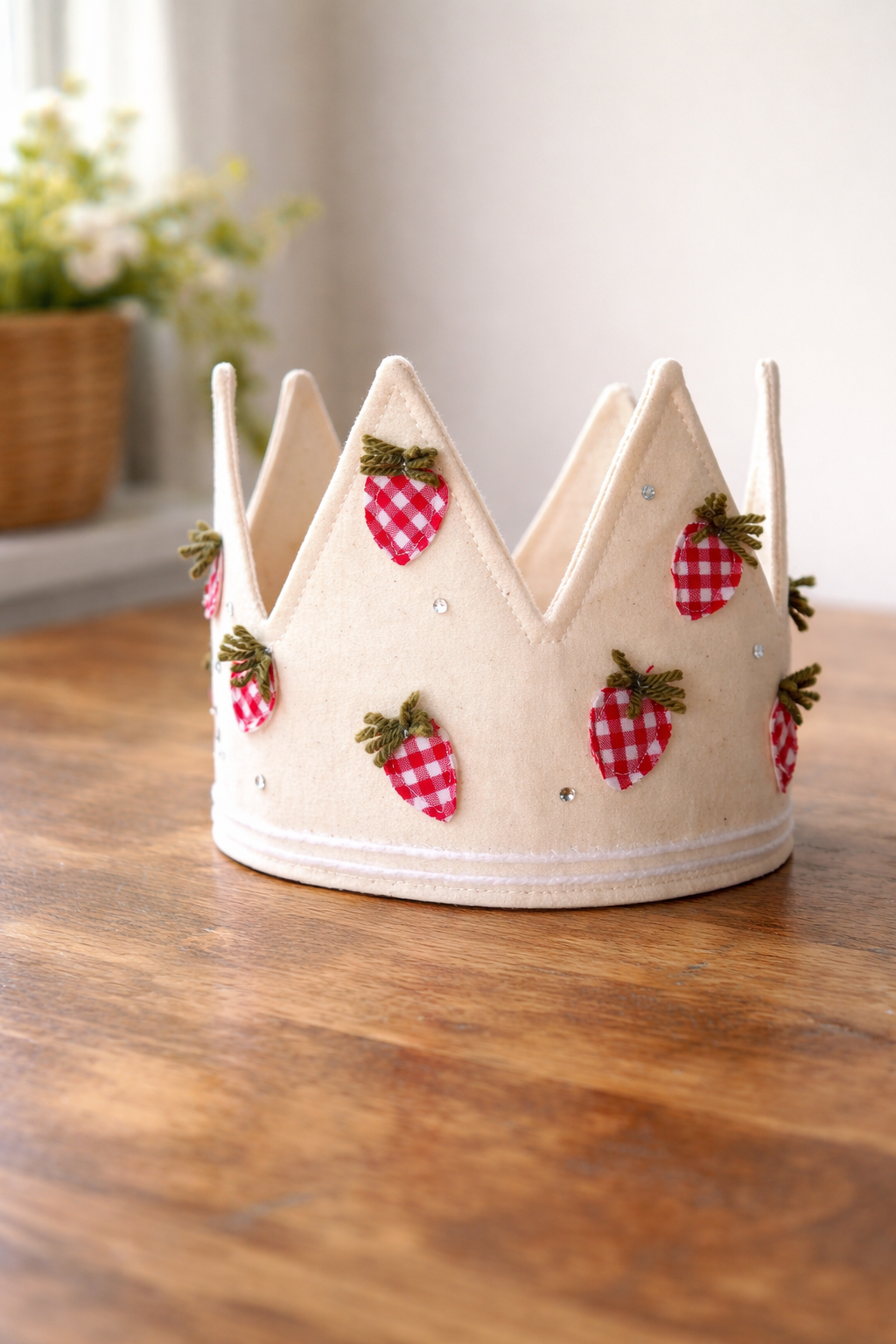 Handmade Strawberry Cotton Crown for Kids