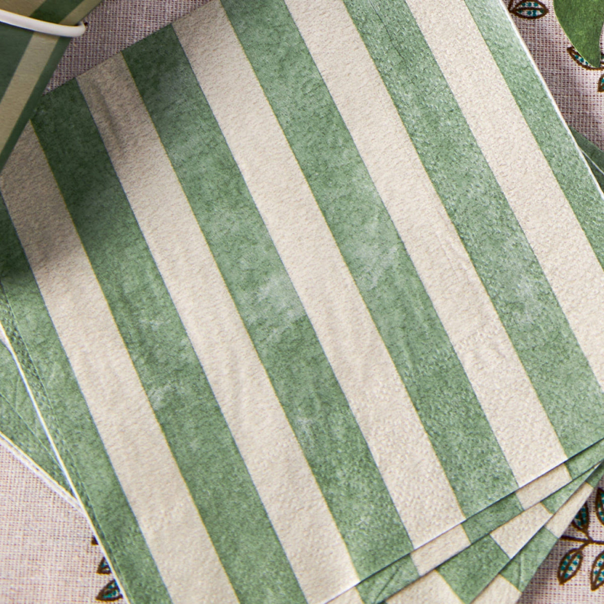 Green Beige Stripe Paper Napkins – Disposable