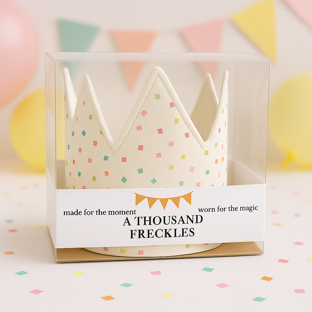 Bright Confetti Cotton Birthday Crown – Adjustable, Washable