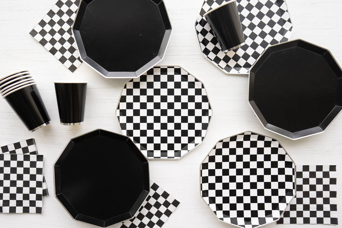 Black Matte Dinner Plates with Silver Foil
