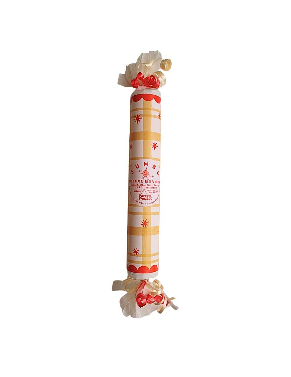 Handmade Plaid Jumbo Surprise Bon Bon Party Favor — Yellow Plaid