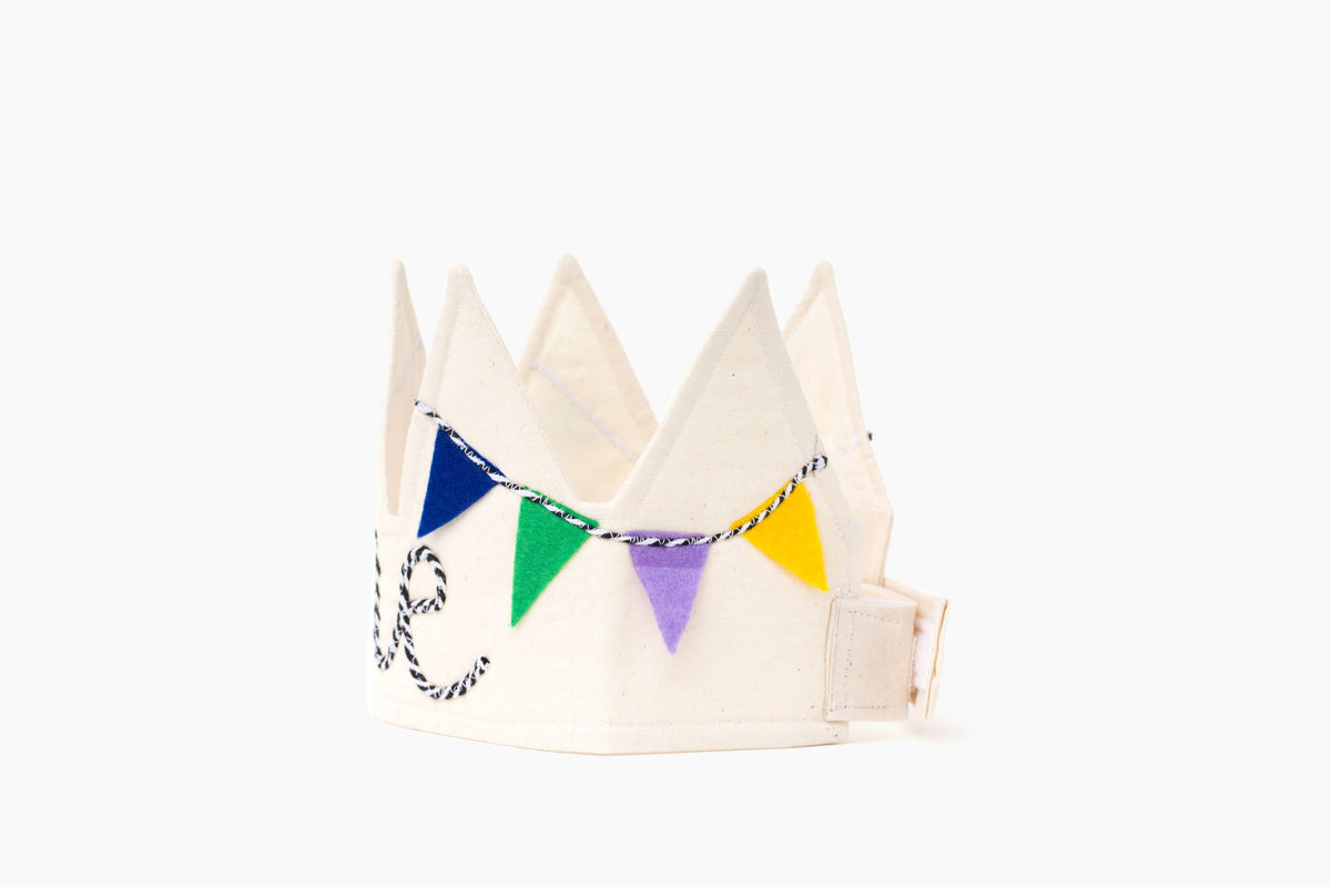 Handmade First Birthday Crown – Adjustable Unbleached Cotton