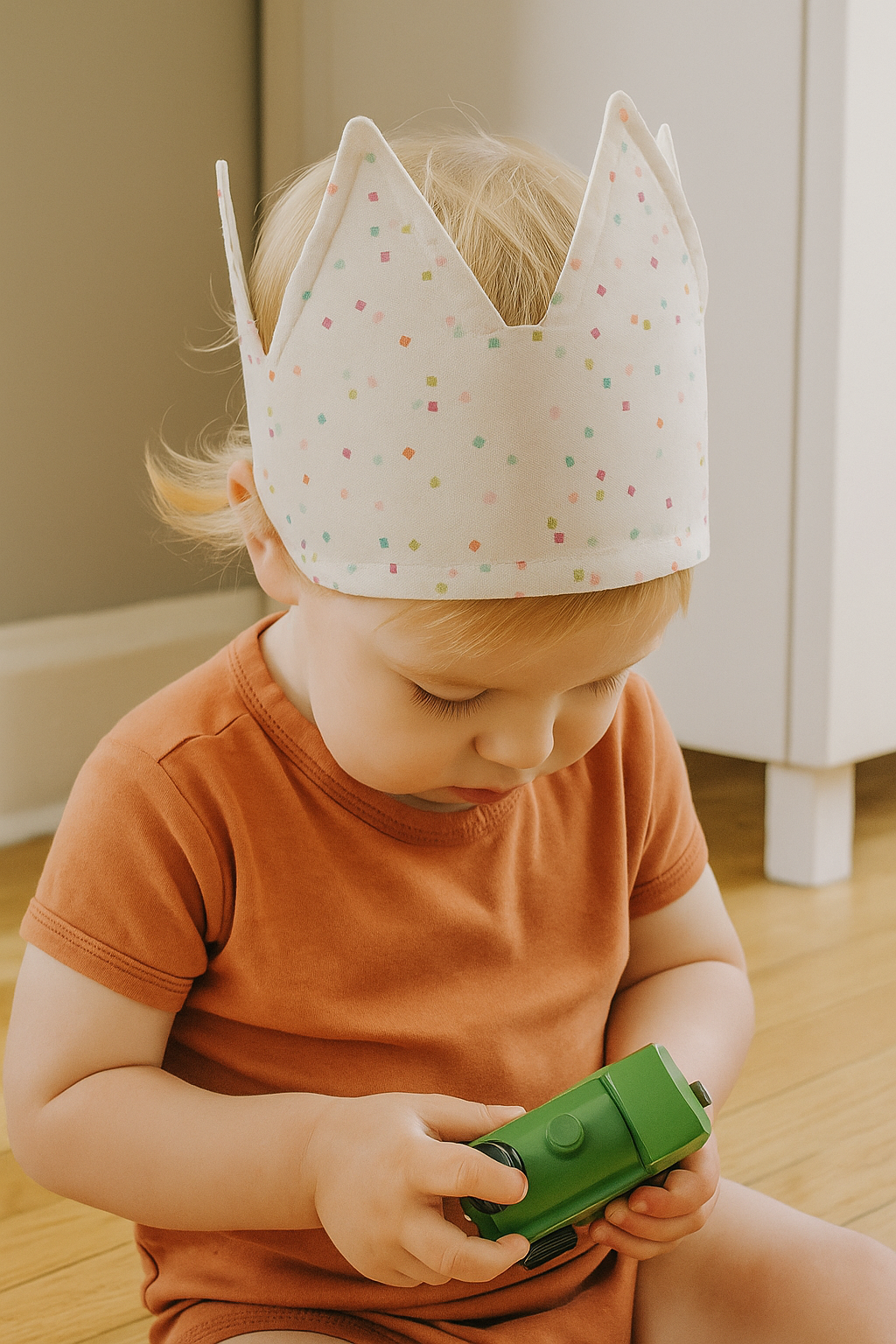 Bright Confetti Cotton Birthday Crown – Adjustable, Washable
