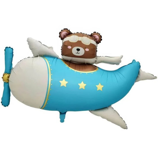 Bear in Light Blue Plane Balloon