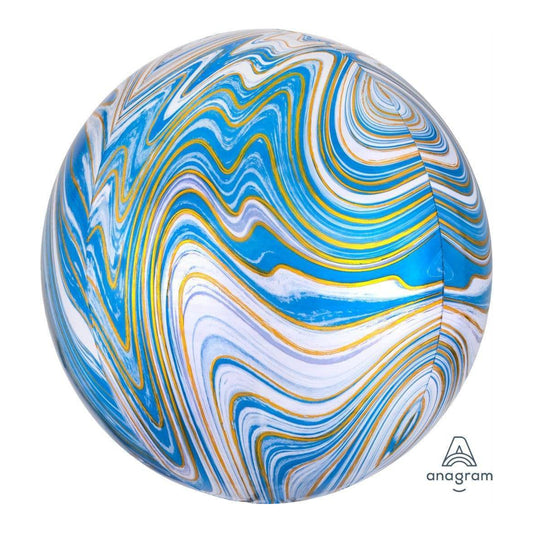 Blue & Gold Marble Orb (16")