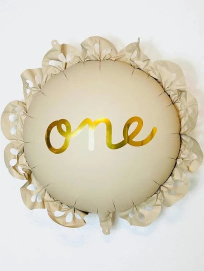 Cream Ruffle Number One Balloon