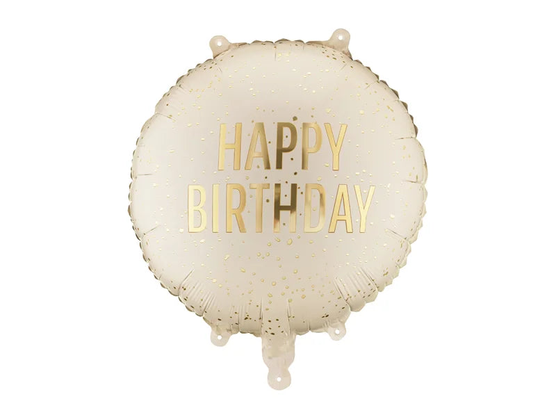 Cream Happy Birthday Balloon (13.8")
