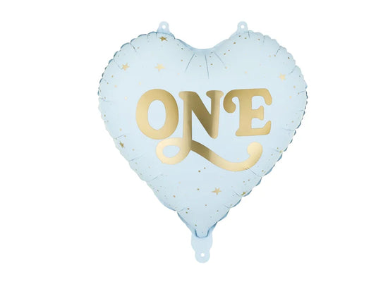 Light Blue "One" Heart Balloon (17.7")