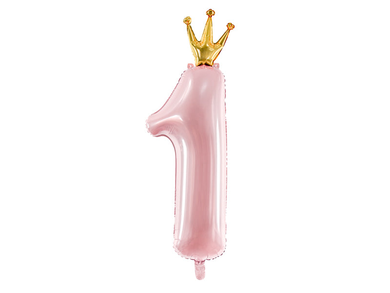 Light Pink Number 1 with Crown Balloon (39.4")