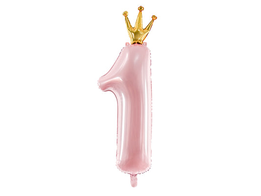 Light Pink Number 1 with Crown Balloon (39.4")