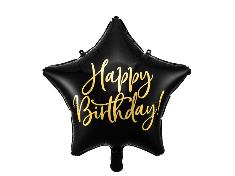 Black Happy Birthday foil star balloon