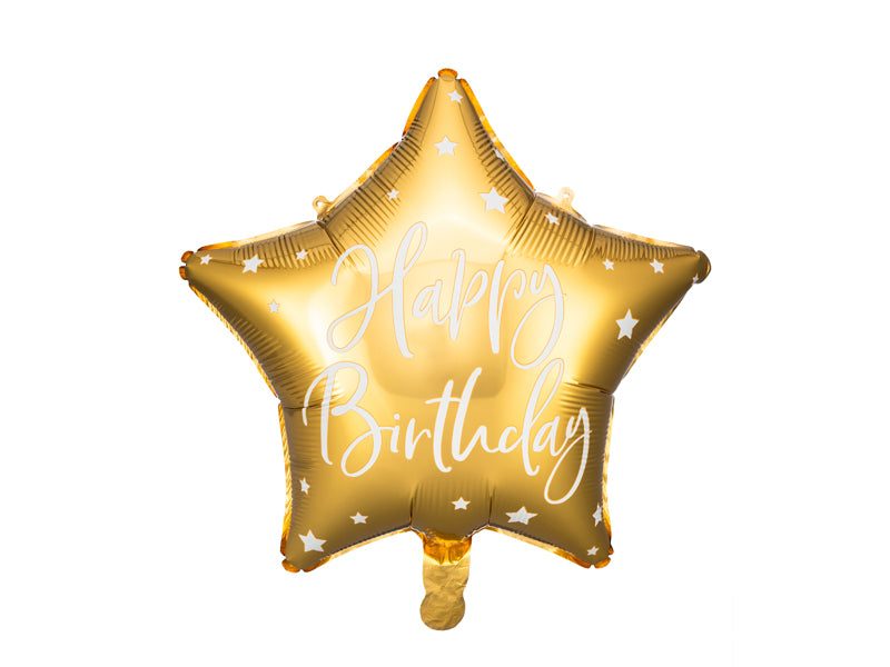 Gold Happy Birthday foil star balloon