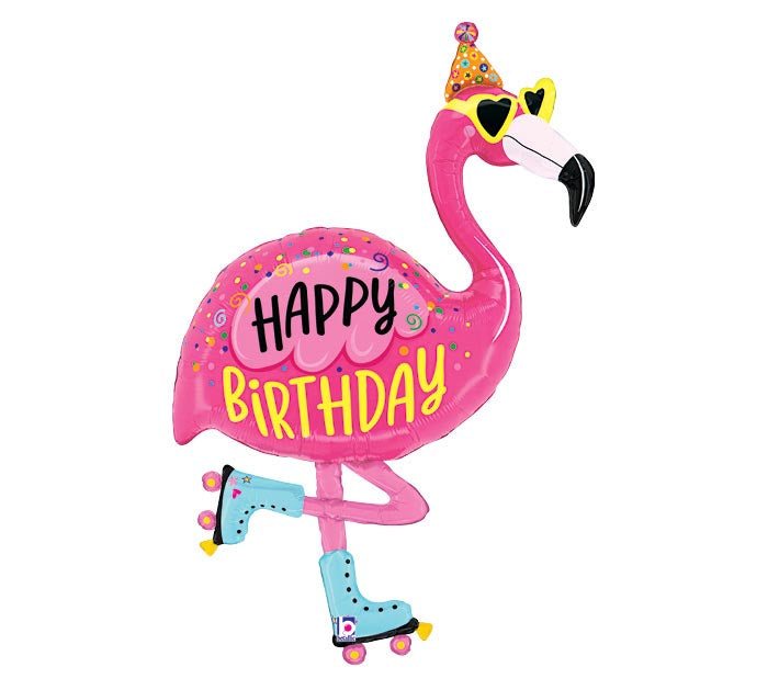 Cool Flamingo on Roller Skates
