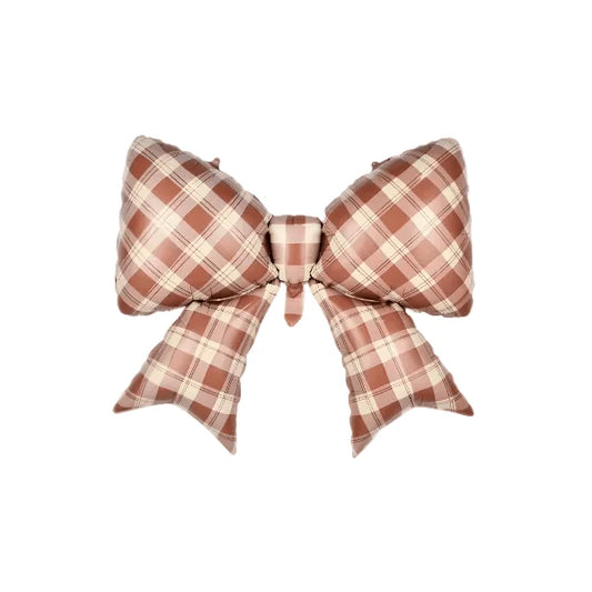 Gingham Brown Bow Balloon 39"