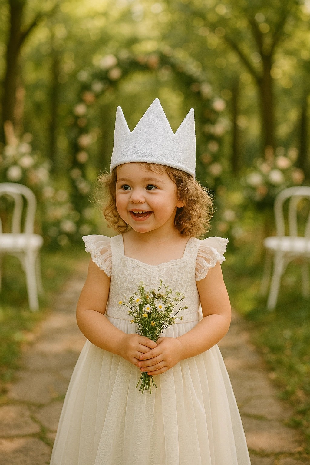 White Heirloom Sequin Crown