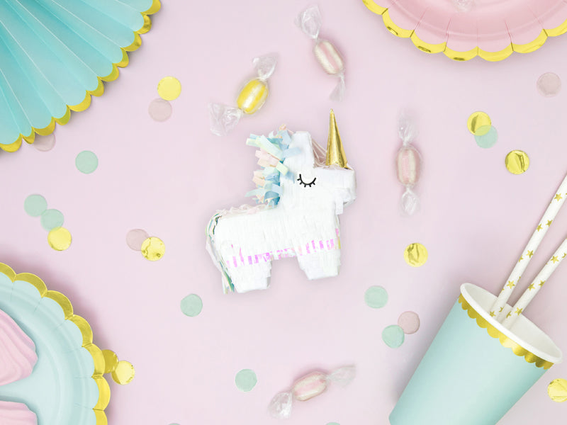Mini unicorn piñata styled